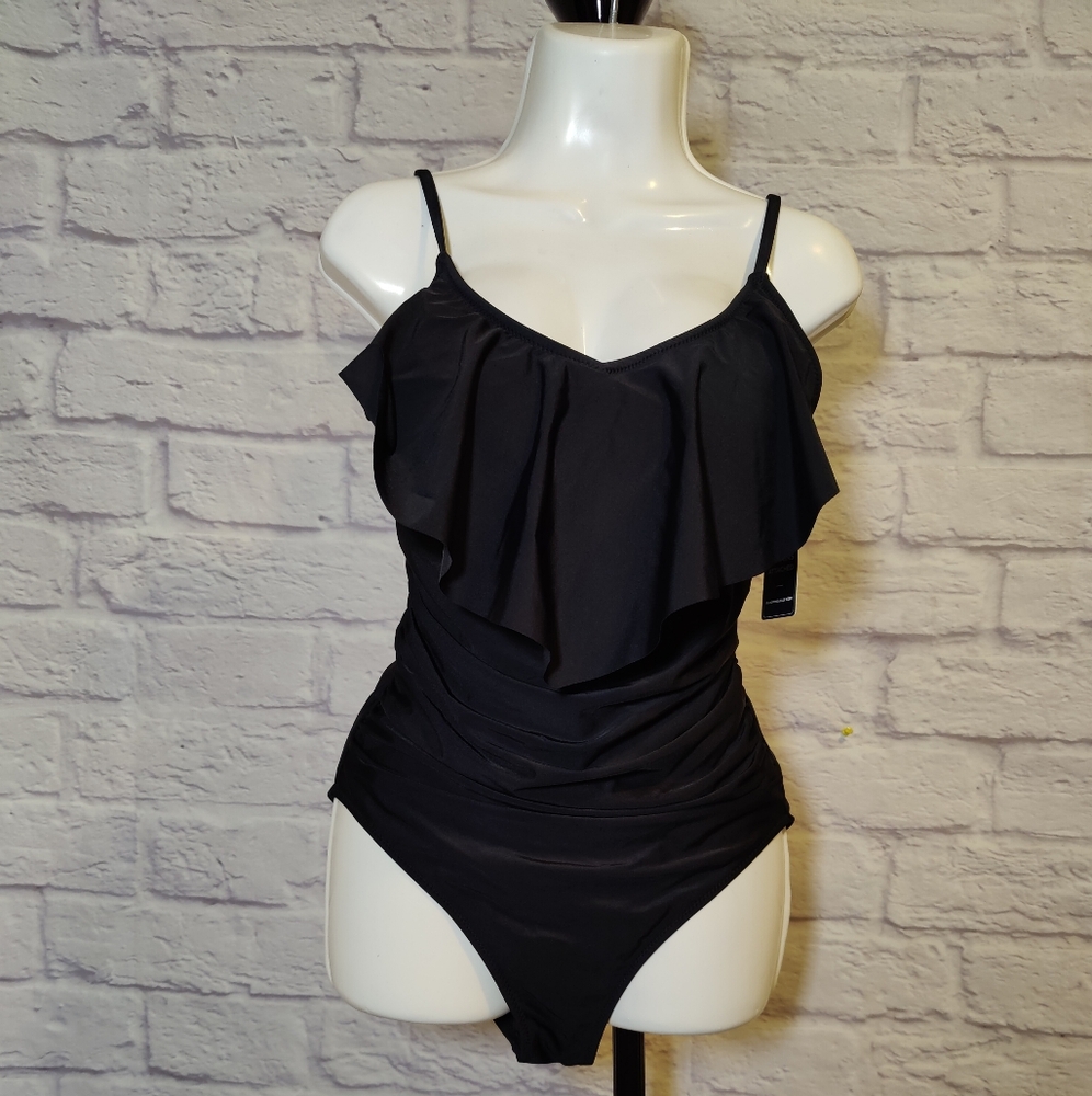 Women's One Piece Swimsuit Tummy Control Modest Cute Slimming Flattering Ruffle - Picture 7 of 12